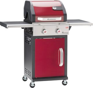 Gasbarbecue met 2 branders en zijtafels, Landmann, rood / zwart